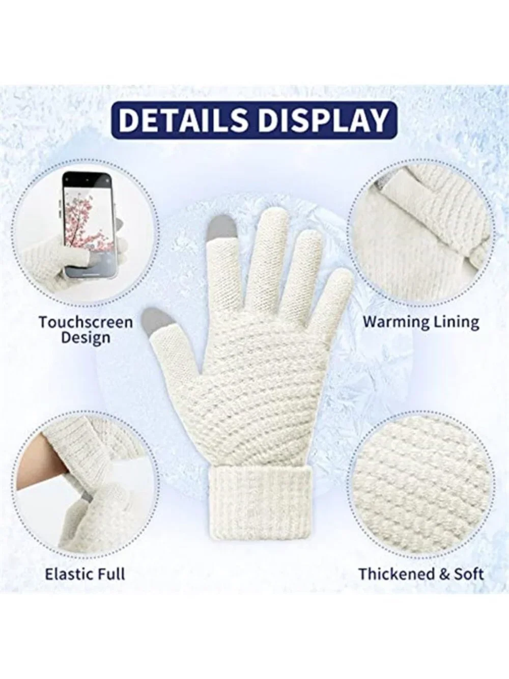 Womens Touchscreen Gloves Winter Knit Warm Stretch Texting Gloves Set